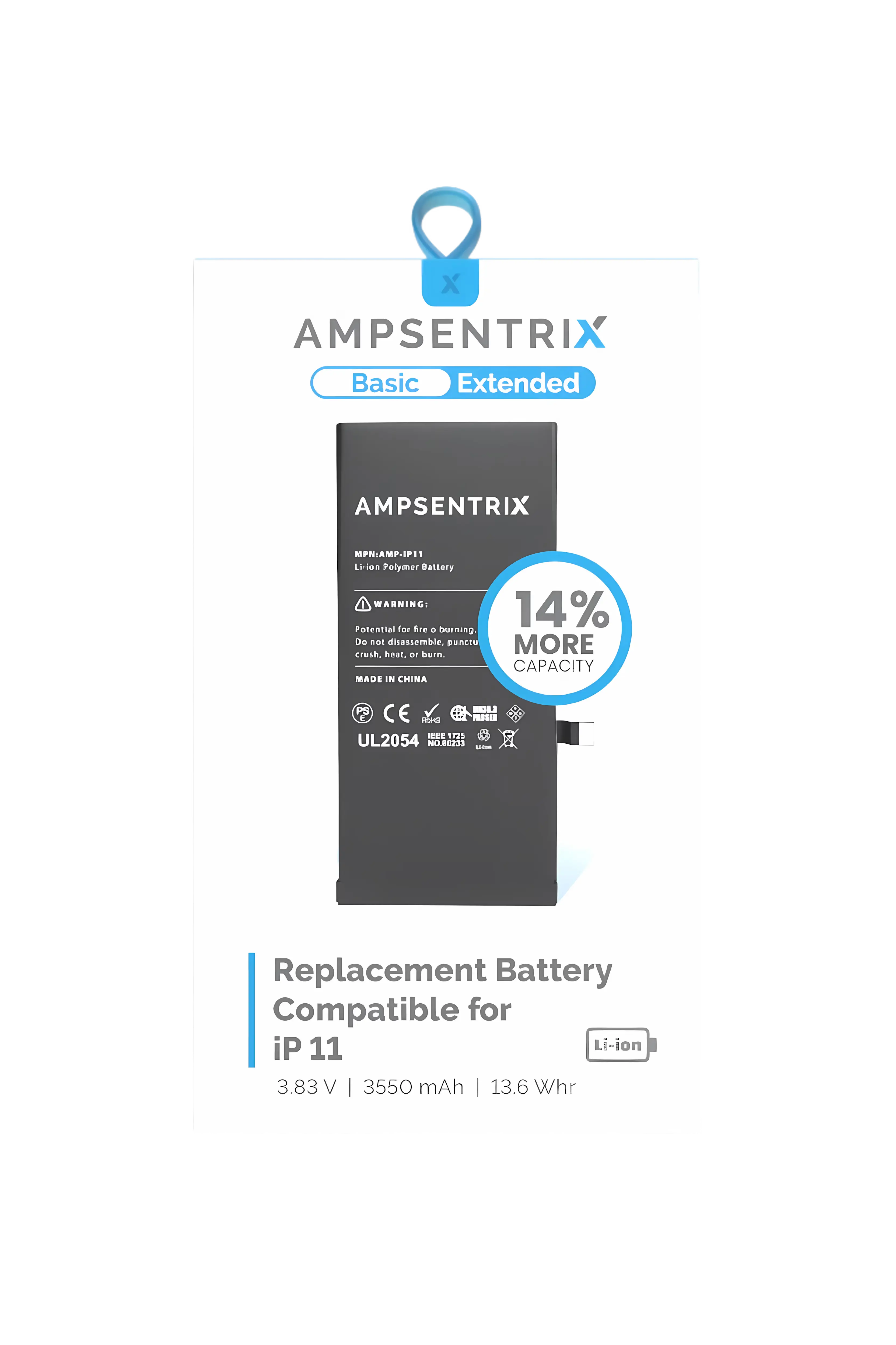 Batería AmpSentrix para iPhone 11 - vista 2