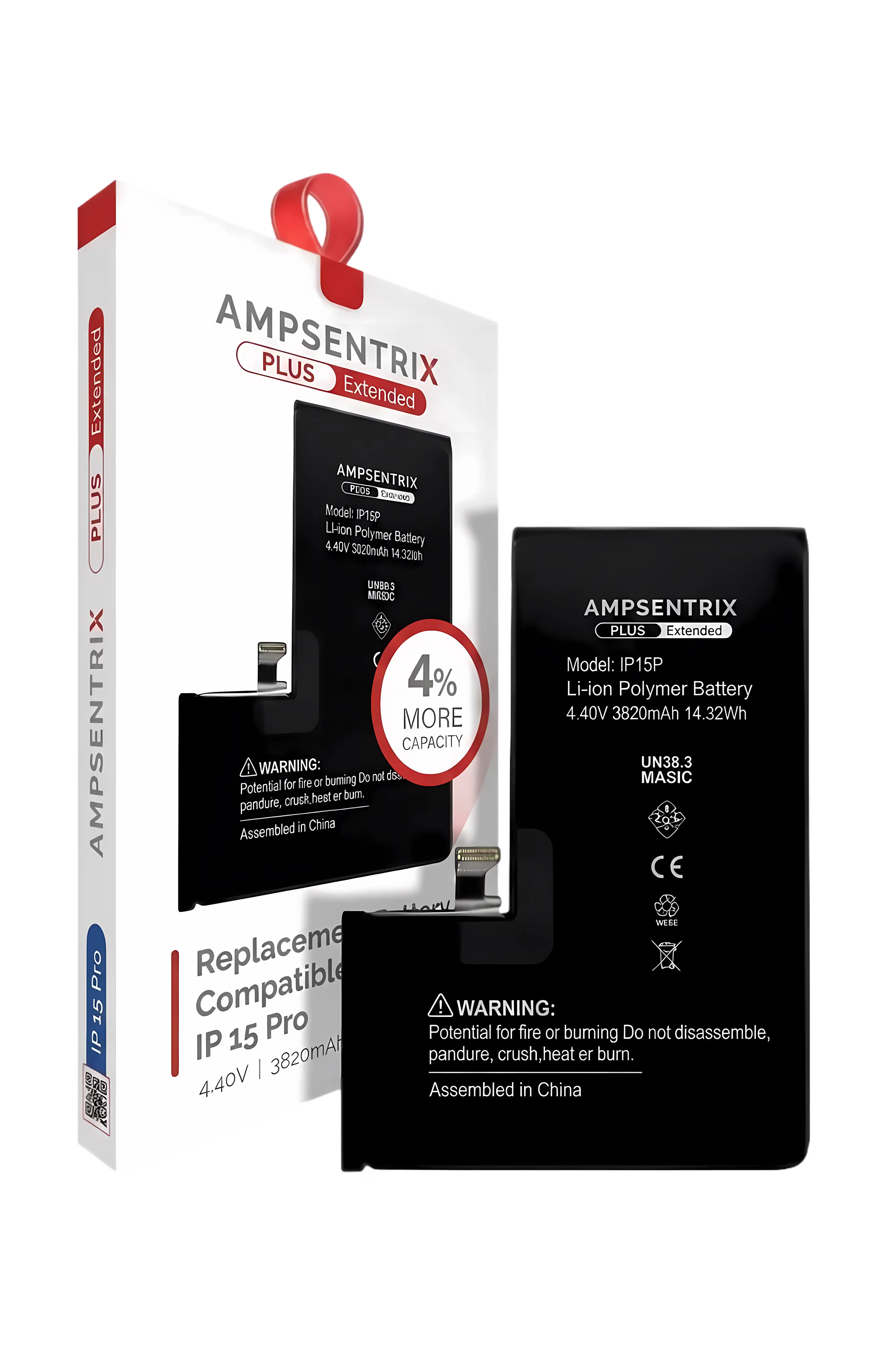 Batería AmpSentrix para iPhone 15 Pro