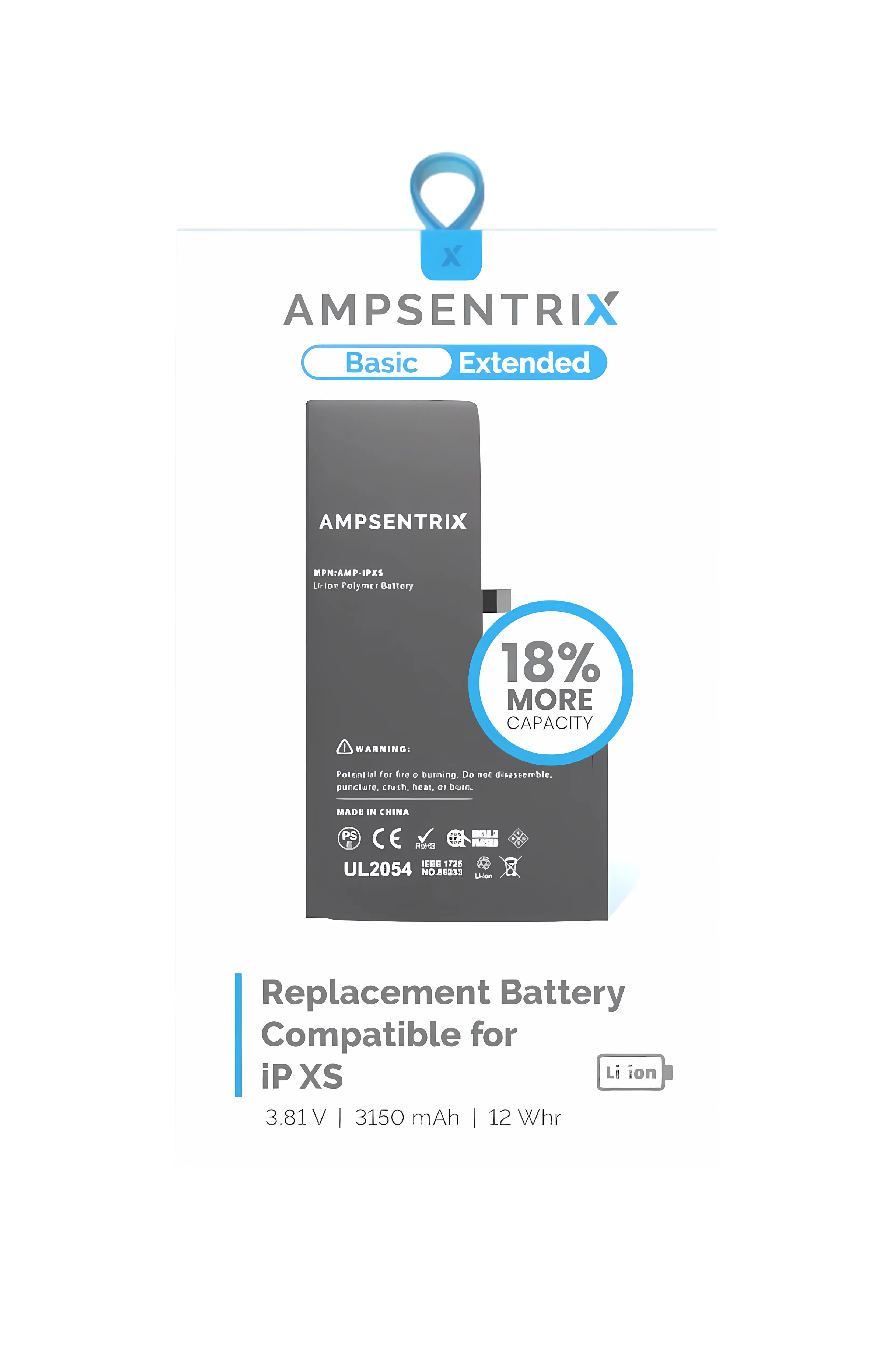 Batería AmpSentrix para iPhone XS - vista 2
