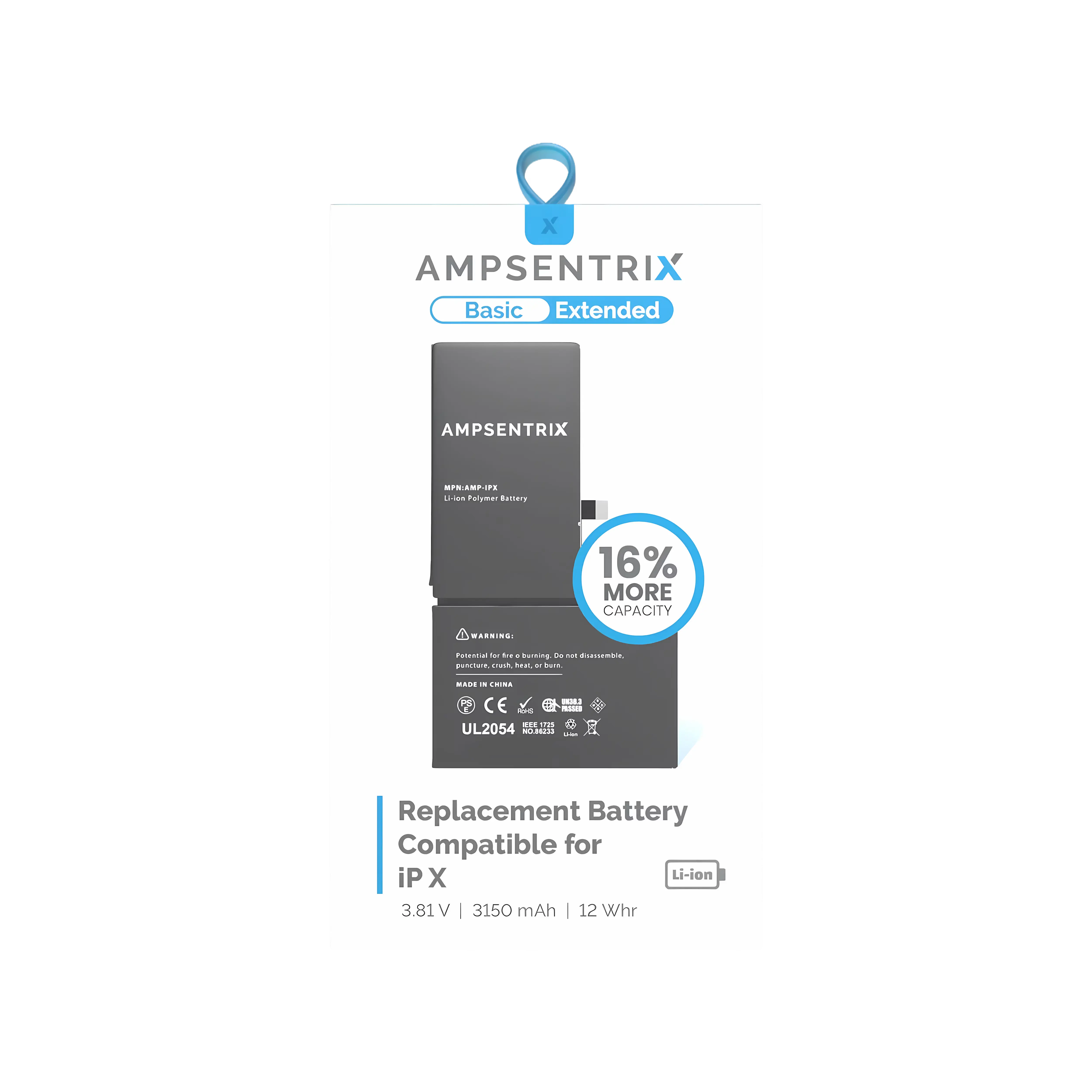 Batería AmpSentrix para iPhone X - vista 2